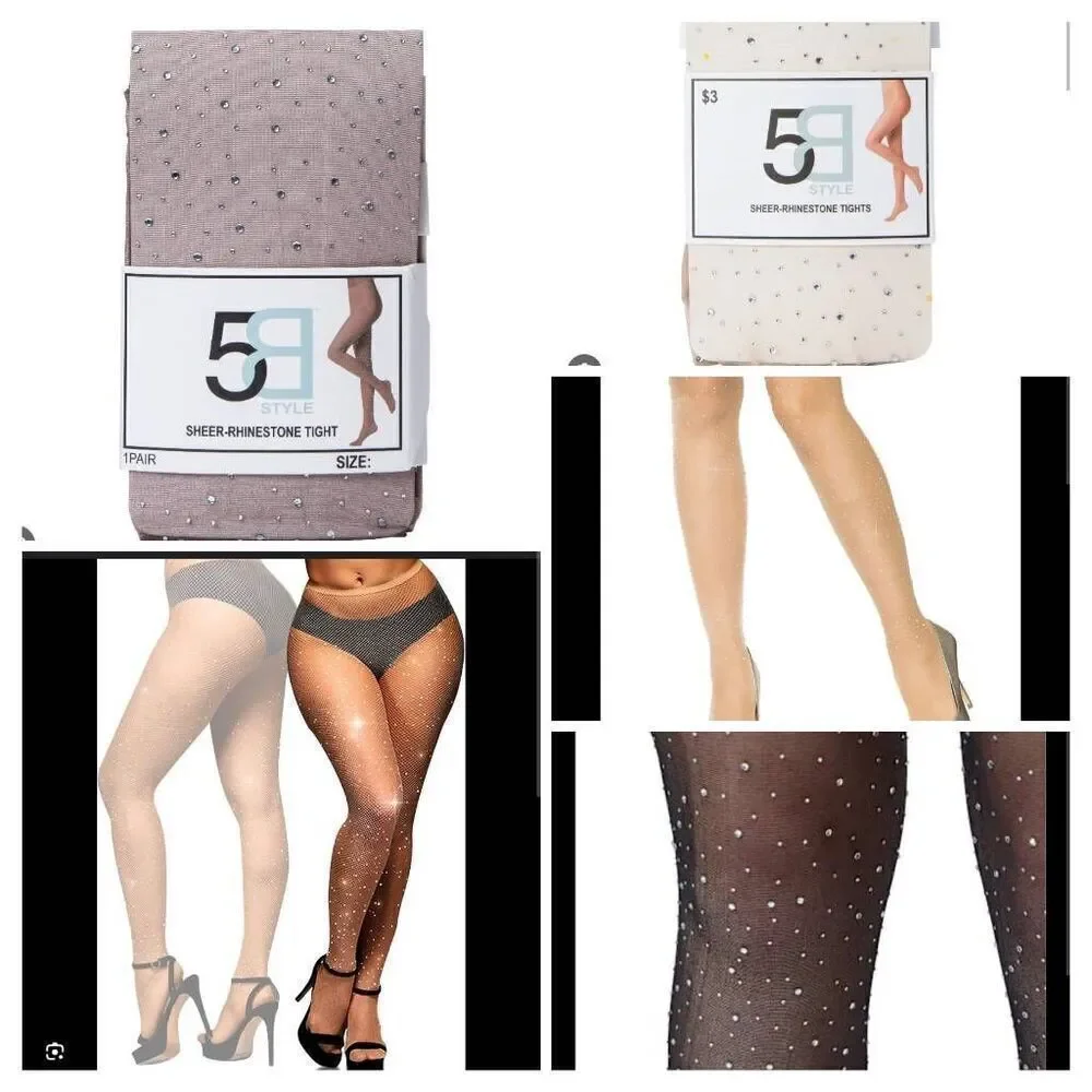 Damaged One Pair Sheer rhinestone Stylish tights